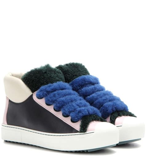 white womens fendi sneakers|fendi shearling trimmed sneakers.